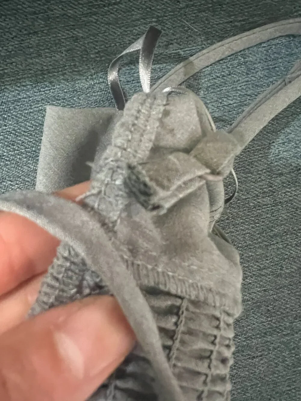 Grey Wide Leg Jumpsuit Smocked Back - Picture 5 of 7